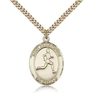 Gold Filled St. Saint Christopher/Track & Field Medal Pendant 1/2 x 1 