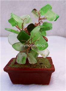 Green Jade Stone Crystal Quartz Gemstone Bonsai Tree #S  