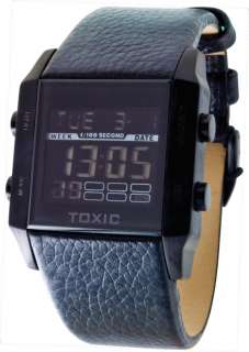 Mens Black Leather Digital Retro Watch Toxic TX80018 C  