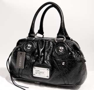 NEW Guess Embossed Black Satchel Tote Bag Purse Handbag NWT  