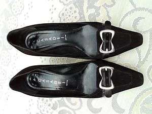 CASADEI BLACK SHOES BUCKLE ITALY HEEL 8 B Suede  