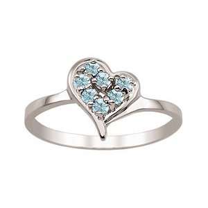 Blue Topaz Heart Birthstone Ring Jewelry
