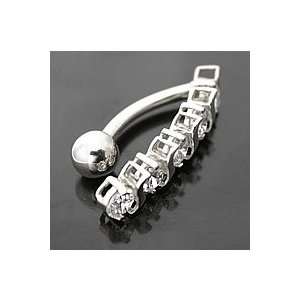  14g 7/16 14kt White Gold TOP DOWN CHANNEL SET CZs Gold 