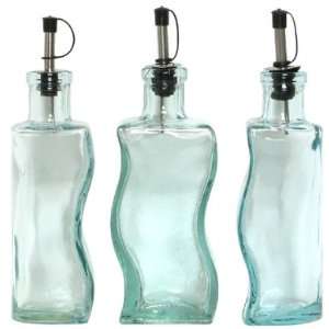   Recycled Glass Jigsaw Oil Bottle 8H 13oz Set / 3