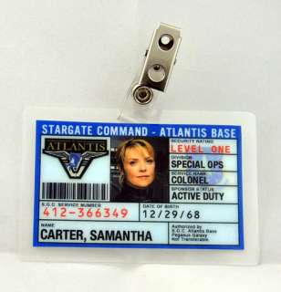 Stargate Command Atlantis ID Badge Colonel Carter  