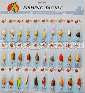 Top Fishing Gear! 30 Pcs Assorted Spoon Metal Fishing Lure Spinner 