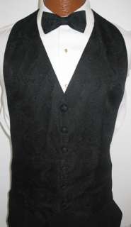 Black Paisley Open Back Vest & Tie