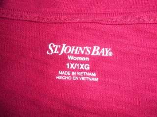   look Great in this NEW Feminine Red T Shirt Top by ST. JOHNS BAY