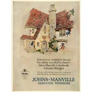  1925 Ad House Johns Manville Asbestos Shingles Roofing 
