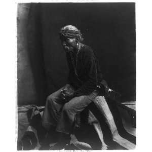  Thinking over the past,Elderly Indian Man,c1914,seated 