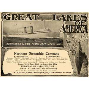   Steamship Great Lakes W. M. Lowrie   Original Print Ad