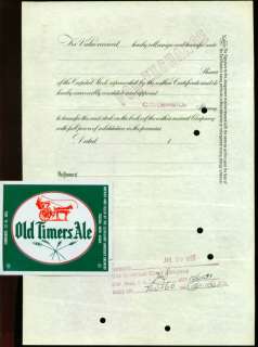 1932 CLEVELAND & SANDUSKY Beer Brewery stock certificate  