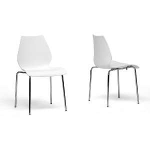   of 2 Dining Chairs White Plastic Chrome Steel legs: Everything Else