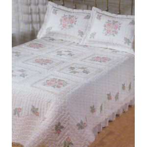  Tobin Stamped Cross Stitch Double Size Quilt Roses & Lace 