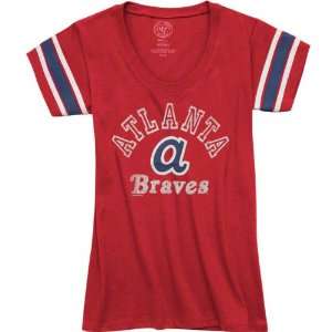 Atlanta Braves Womens 47 Brand Off Campus Scoop Neck T Shirt  