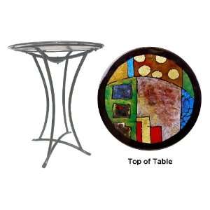  Childhood Memories Fused Glass Metal Table Kitchen 