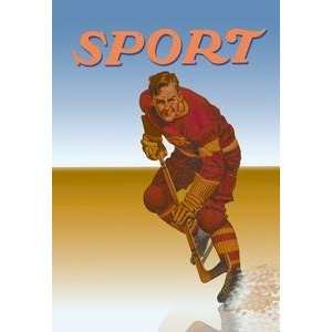  Vintage Art Hockey Player Shredding Ice   04041 6