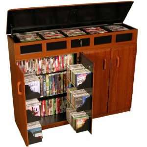  Top Load CD DVD Media Storage Cabinet in Cherry: Furniture 