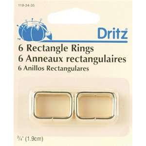  Dritz Metal Rectangle Rings 3/4 Inch Gilt 6/Pkg