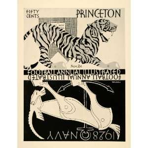 1929 Print Princeton Navy Football Annual Illustrated November Tiger 