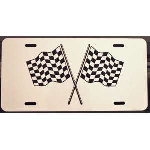  CHECKERED FLAGS LICENSE PLATE: Automotive