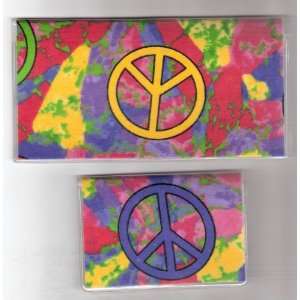   Cover Debit Set Made with Tie Dye Peace Sign Fabric 