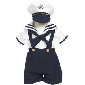  Boys Navy 4 pc. Sailor Suit with Hat Size 3 6 Month 