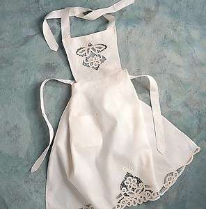 Handmade Battenberg Lace Floral Full Size Apron New White or Beige 