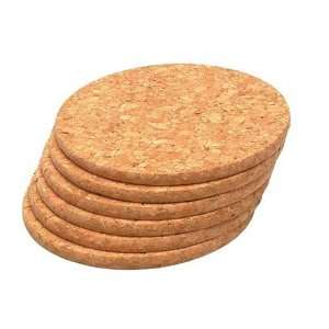  Set Of 6 Round Coasters In Natural Cork: Kitchen & Dining