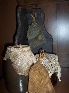 Ditty Bag with an aged finish, stained, tattered and ready to hang 