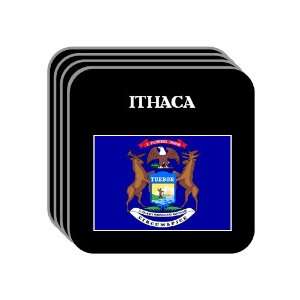 US State Flag   ITHACA, Michigan (MI) Set of 4 Mini Mousepad Coasters