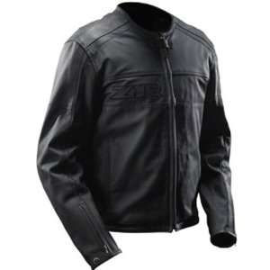 Z1R Scrambler Mens Leather Street Racing Motorcycle Jacket   Black 