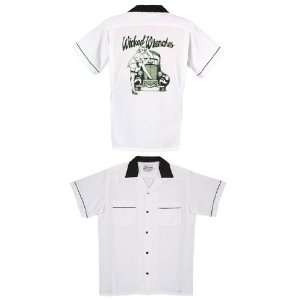   Wicked Wrenches White & Black Classic Bowling Shirt 