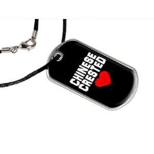   Crested Love   Black   Military Dog Tag Black Satin Cord: Automotive