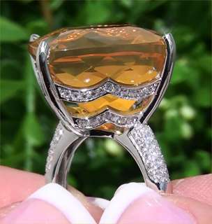 Estate 29.54 ct Mexican Fire Opal Diamond Vintage Cocktail Ring 14k 
