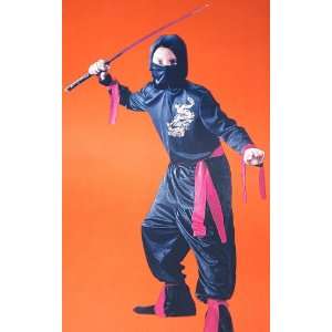    Black Ninja Child Boys Costume 8 Pc Size Lg 12   14: Toys & Games