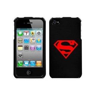 APPLE IPHONE 4 4G RED SUPERMAN SYMBOL ON A BLACK HARD CASE COVER by 