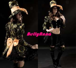 Mad Hatter Alice In Wonderland Halloween Cosplay Costume Fancy Dress 