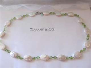 Tiffany & Co. Iridesse Oval Coin Pearl & Peridot Sterling Silver 