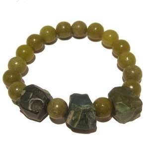 Bloodstone Bracelet 17 Stretch Serpentine Green Nugget Stone Crystal 7 