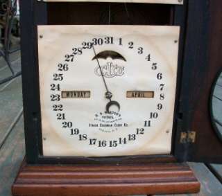Antique Ithaca Double Dial Calendar Mantle Clock Farmers No 10, c.1880 