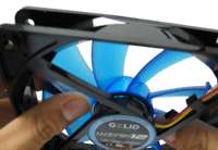 The fan impeller can be removed from the black fan case by applying 