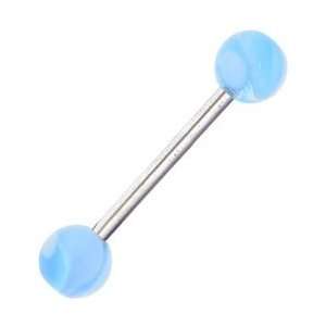  Barbell   Light Blue Marble Tongue Ring: Jewelry