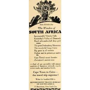 1930 Ad South Africa Tour Cairo Victoria Falls Travel 