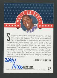 1994 SkyBox USA Autograph #72 Shaquille ONeal Auto Signed Card #3284 