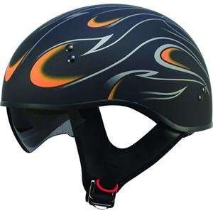  GMax GM 55 Flames Half Helmet   X Small/Flat Black/Orange 