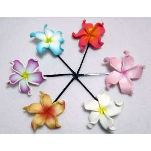   Clay Plumeria Flower Bobby Pins Pairs  Wholesale, Limited.: Beauty