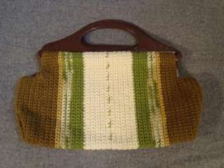 Vintage Crochet Sewing Knit Yarn Needle Bag Brown Green  