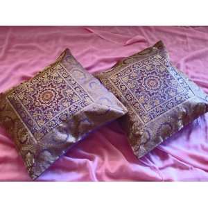   FLORAL INDIAN ORCHID SARI THROW PILLOW CUSHION COVERS