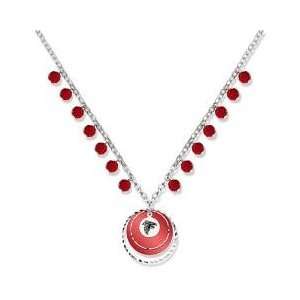   Atlanta Falcons Game Day Necklace W/ Red Glass Bead 